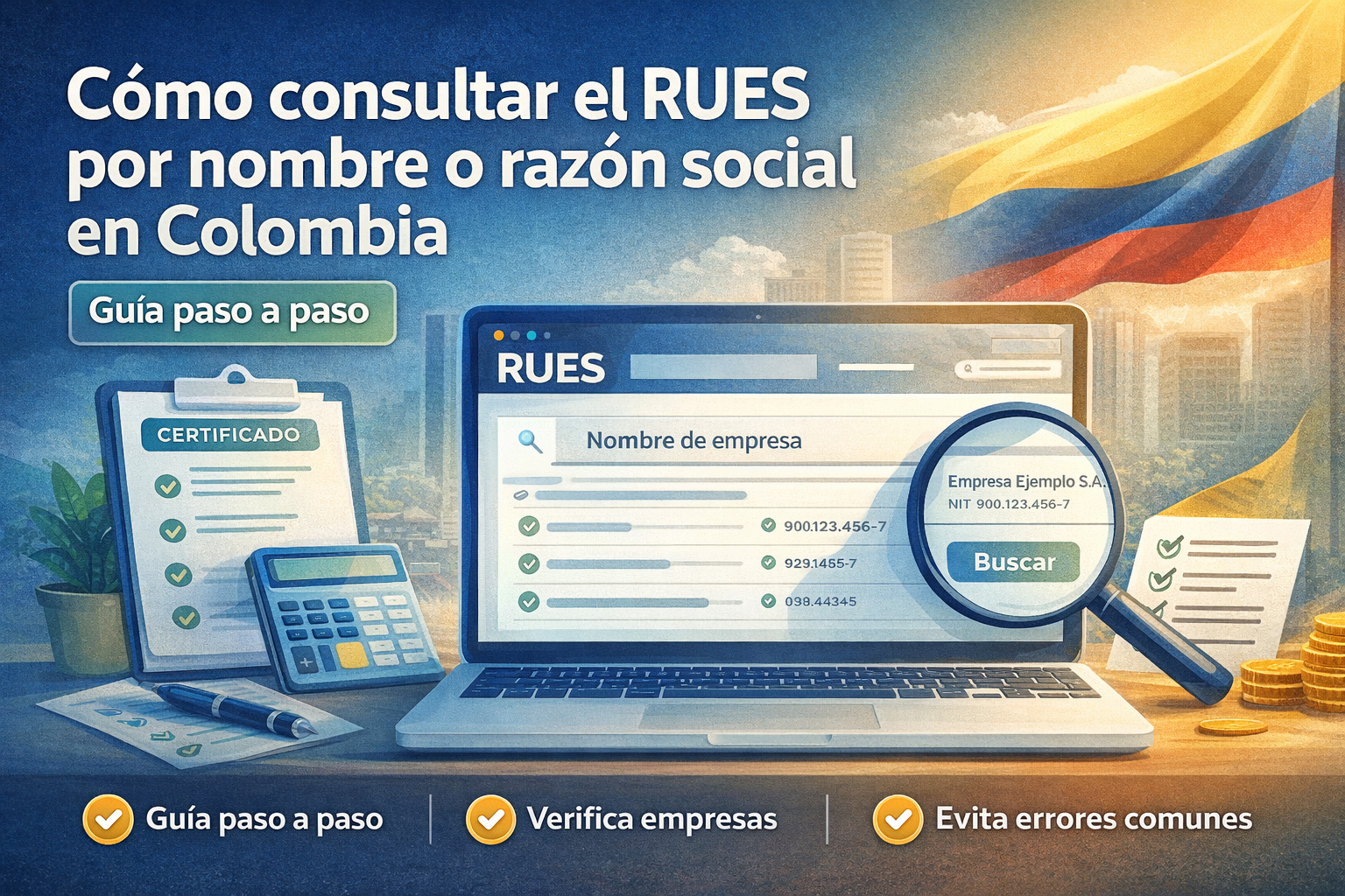 Cómo consultar el RUES por nombre o razón social en Colombia