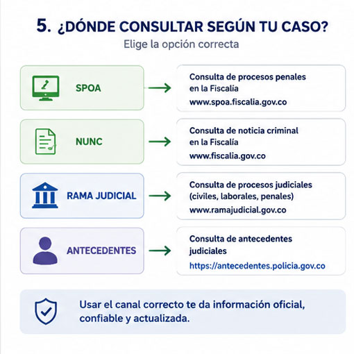 Dónde consultar denuncias, procesos judiciales, antecedentes y empresas en Colombia